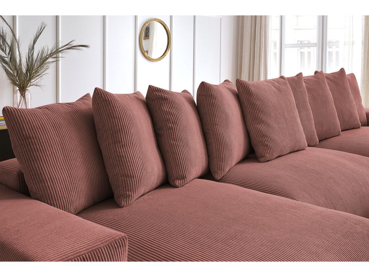 Bobochic Voltaire Wohnlandschaft 420 × 165 cm Cordsamt Rosa