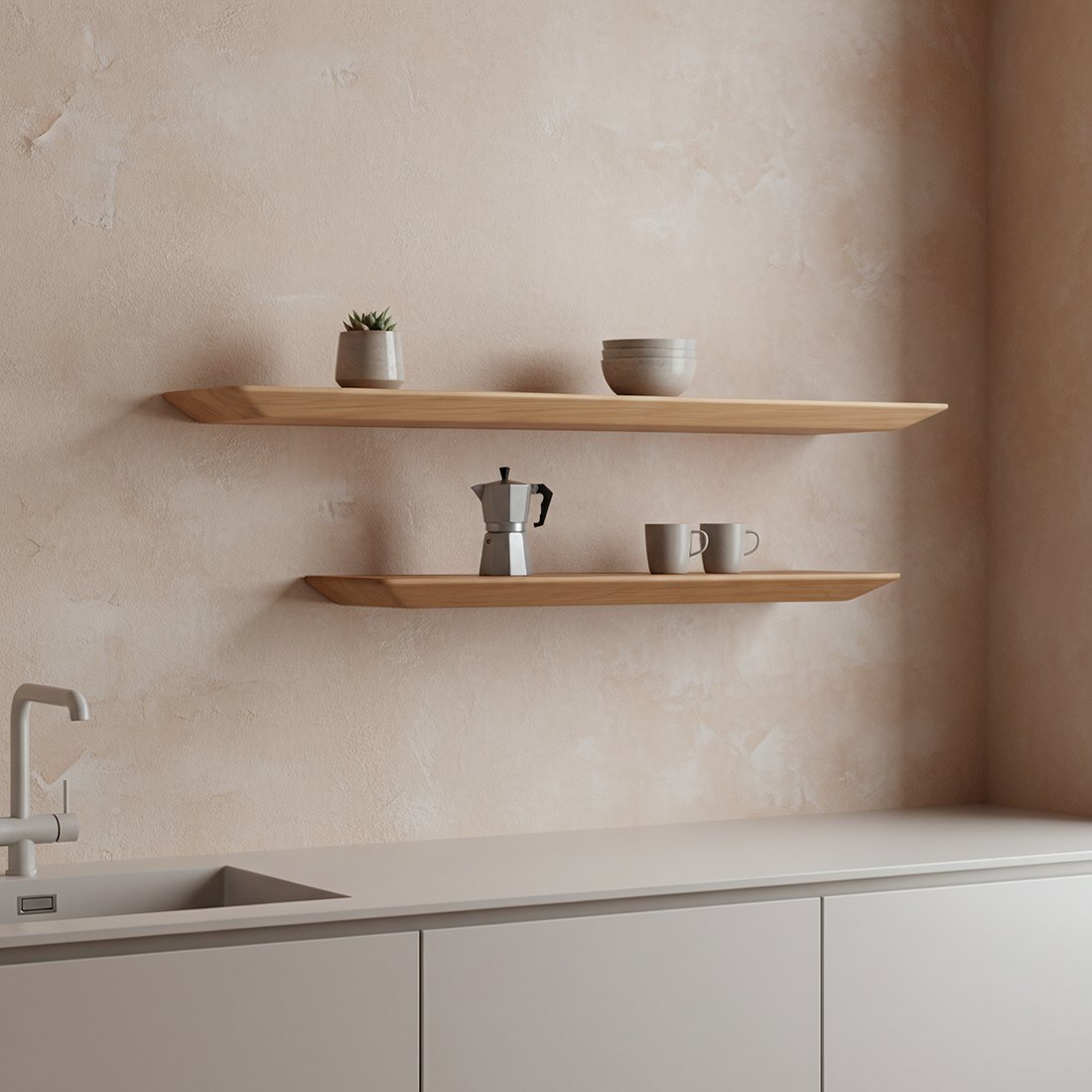 Raw Materials Craftsman Teakholz-Wandregal 90cm