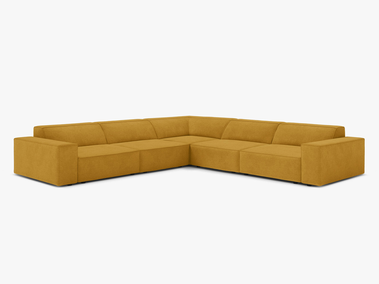 Micadoni Symmetrisches Ecksofa Jodie 6-Sitzer Strukturierter Stoff Liberty Gelb