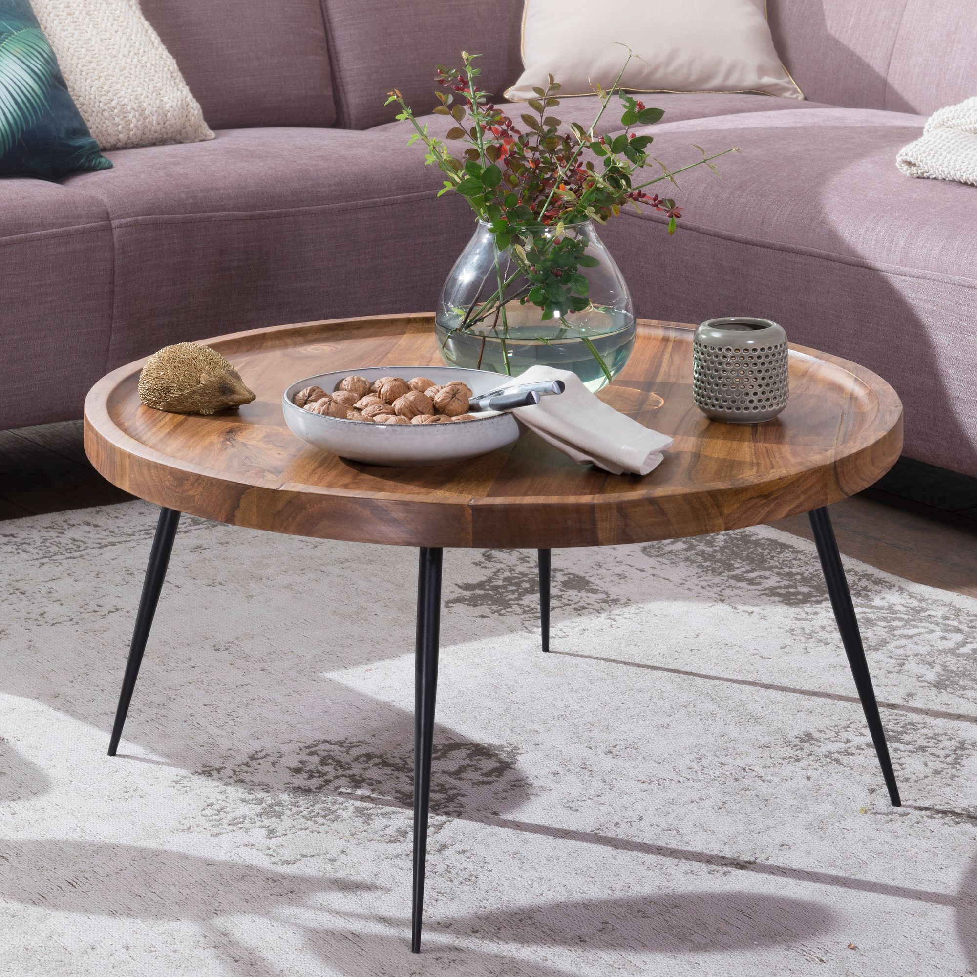 Couchtisch Guldborg Sheesham Massivholz Ø 75 cm