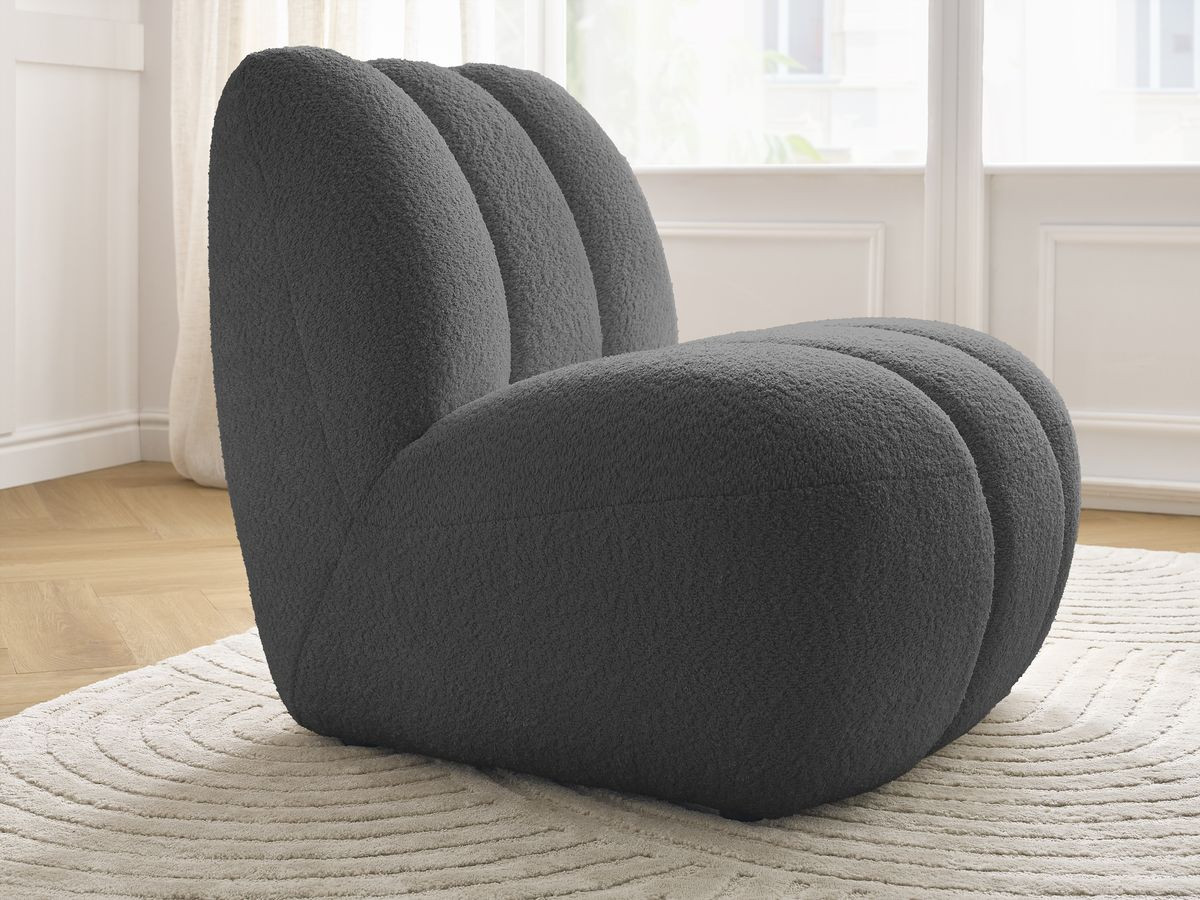 Bobochic Janissaire Sessel 81 × 90 cm Bouclé-Stoff Dunkelgrau
