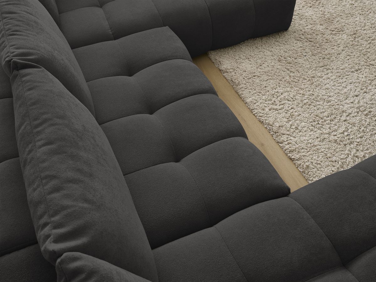 Bobochic Everest Wohnlandschaft, 6 Kissen Strukturstoff Schwarz Ecke links