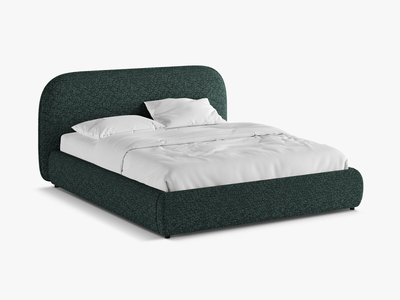 Micadoni Murada Bett mit Bettkasten und Kopfteil Chenille Tracy Grün Melange 140x200