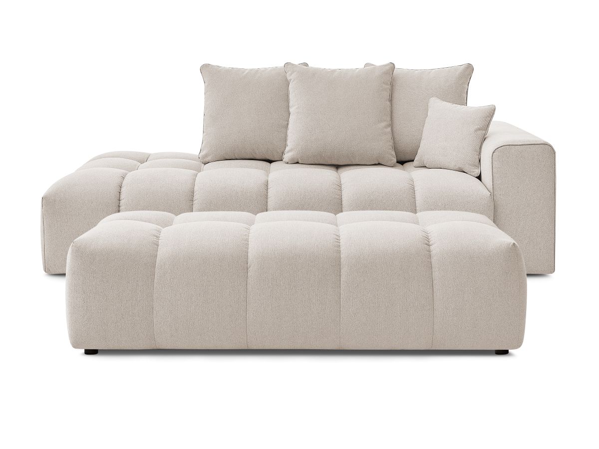Bobochic Mont-blanc Sofa 5-Sitzer mit Pouf Melange-Stoff Beige Armlehne rechts