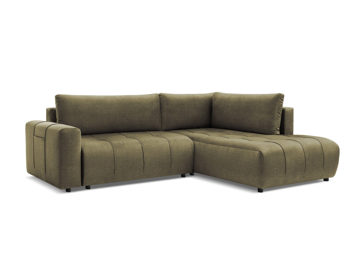 Bobochic Arsene Ecksofa mit Schlaffunktion und Bettkasten 277 × 200 cm Samt Grün Ecke rechts