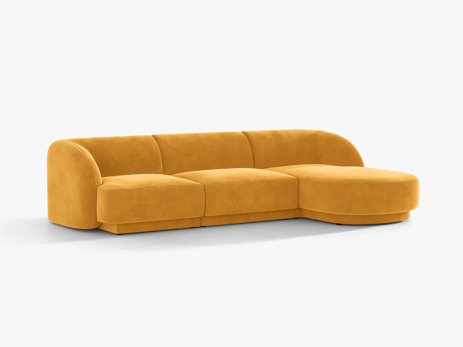 Micadoni Ecksofa Miley 4-Sitzer Samt Venus Gelb Rechts