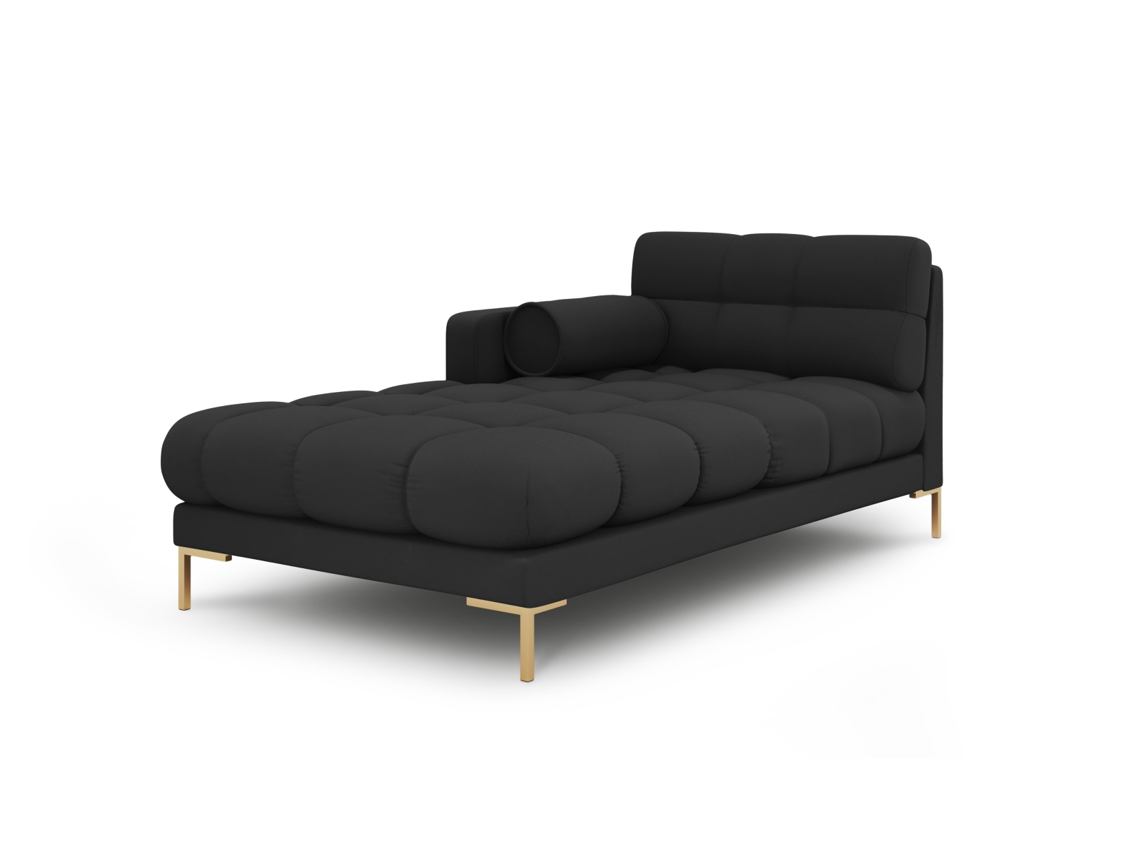 Cosmopolitan Design Chaiselongue Bali Strukturierter Stoff Neve Dunkelgrau Links Beine Gold