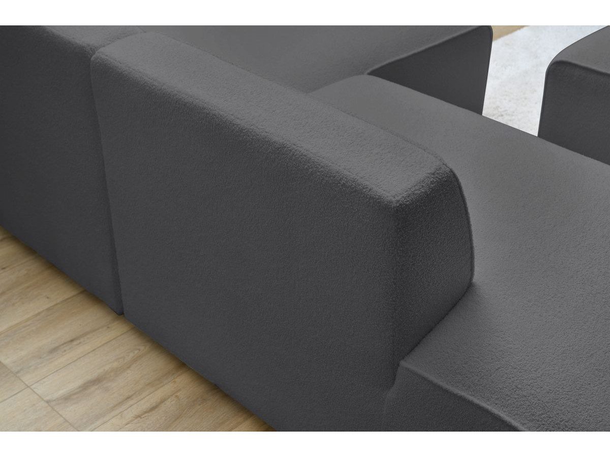 Bobochic Megeve Ecksofa Bouclé-Stoff Dunkelgrau Ecke rechts