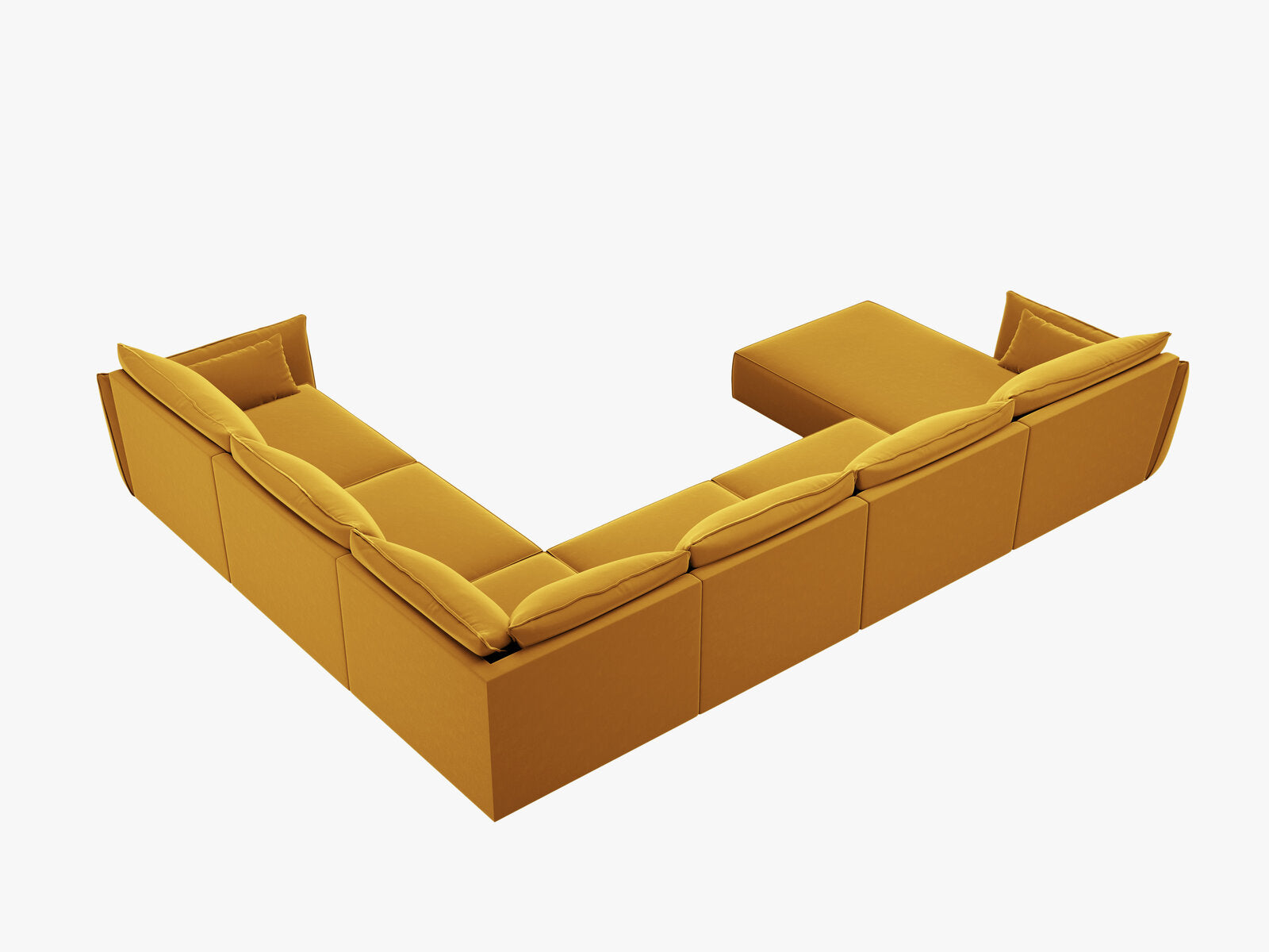 Micadoni Panorama-Ecksofa Kaelle 8-Sitzer Rechts Samt Bluvel Gelb