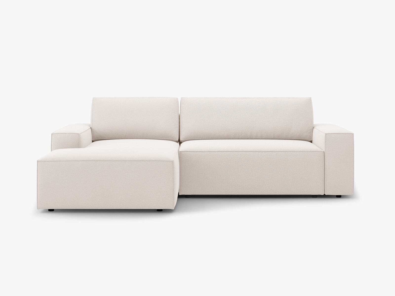 Micadoni Schlaf-Ecksofa Jodie 3-Sitzer Links Strukturierter Stoff Helles Beige