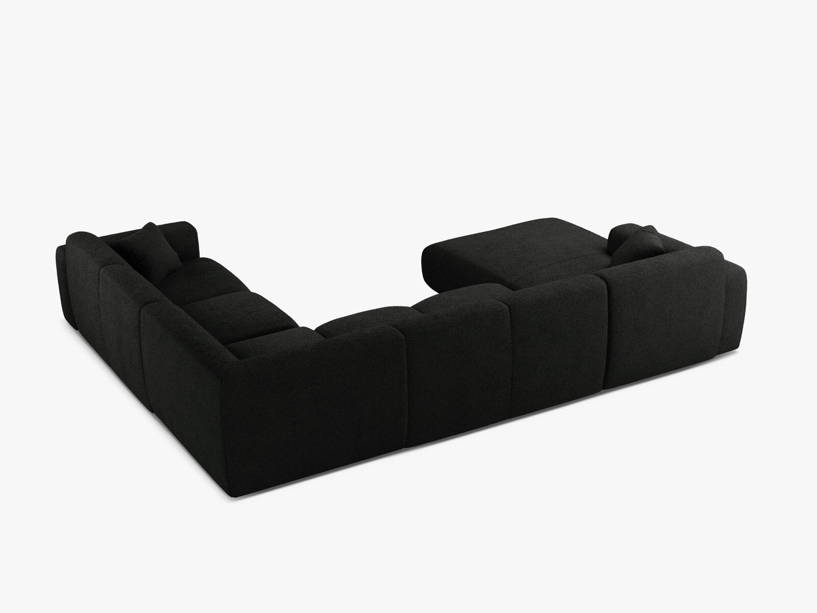 Micadoni Molino Panoramasofa 6-Sitzer Rechts Boucle Baloo Schwarz