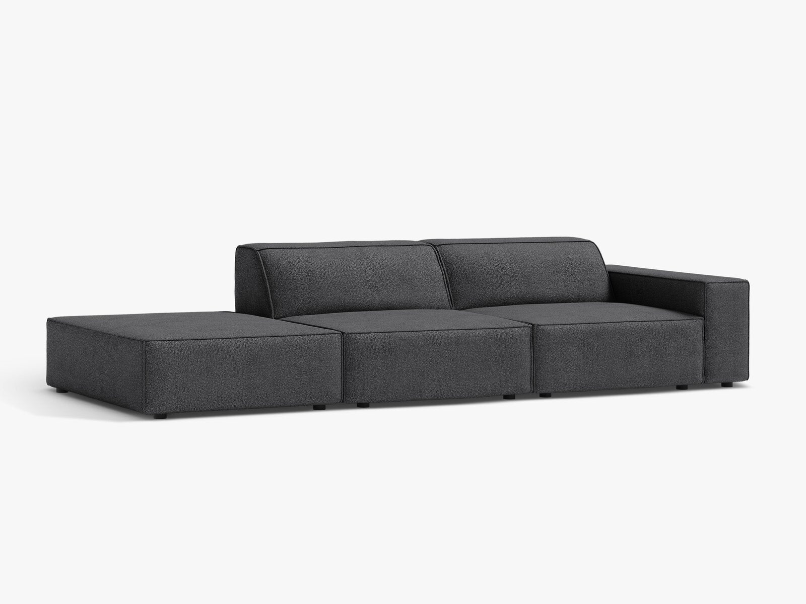 Micadoni Sofa Jodie 3-Sitzer Links Boucle Baloo Dunkelgrau