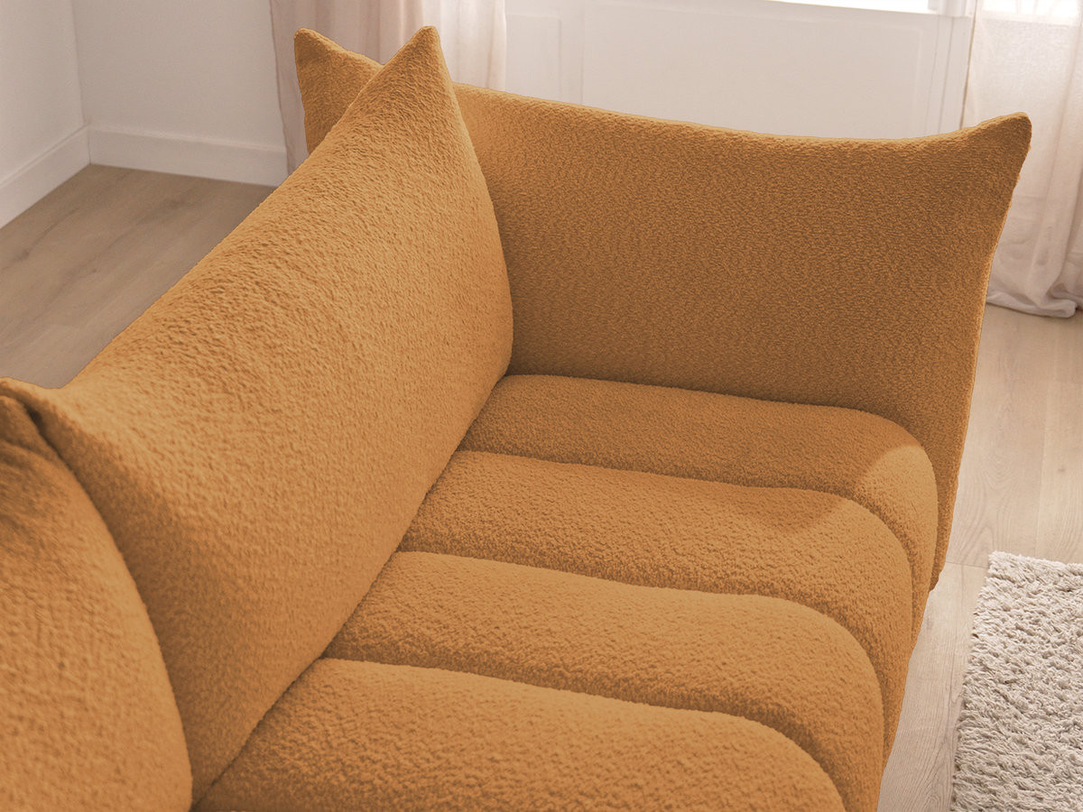 Bobochic Azra Sofa 3-Sitzer mit Pouf Bouclé-Stoff Gelb