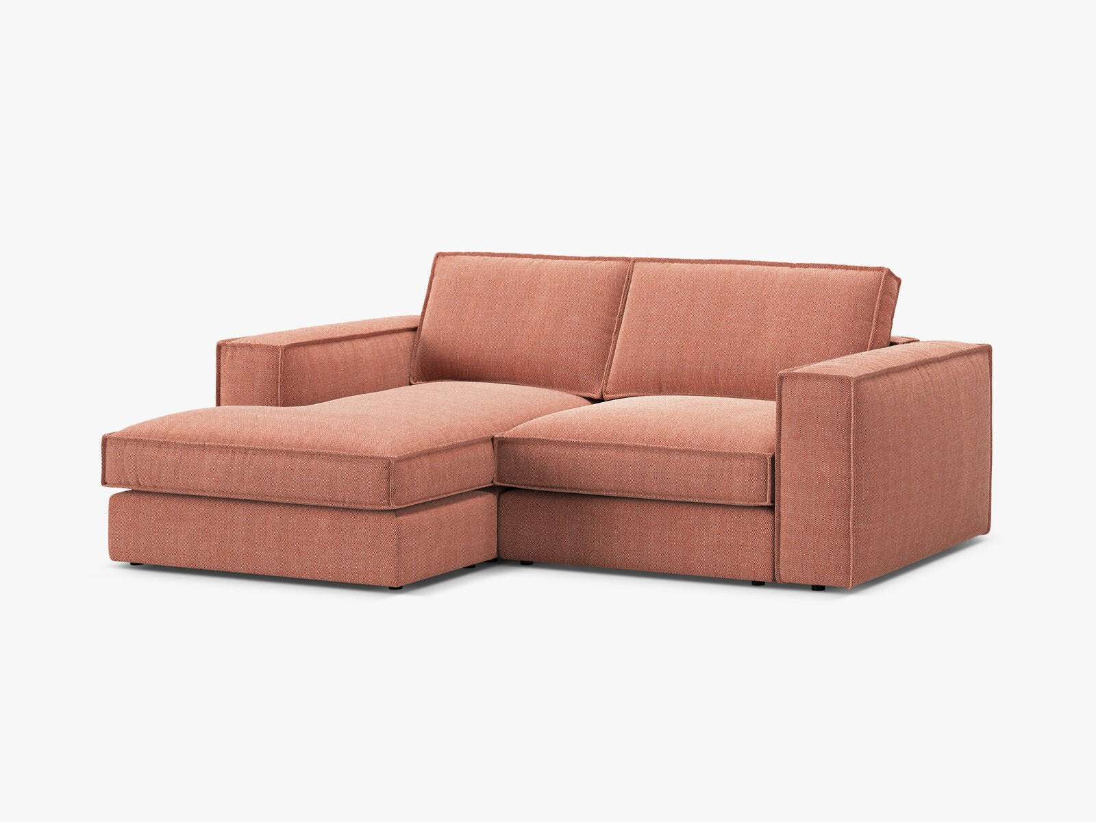 Micadoni modulares Ecksofa Pola 2-Sitzer kleine Version Links Strukturierter Stoff Babel Rot