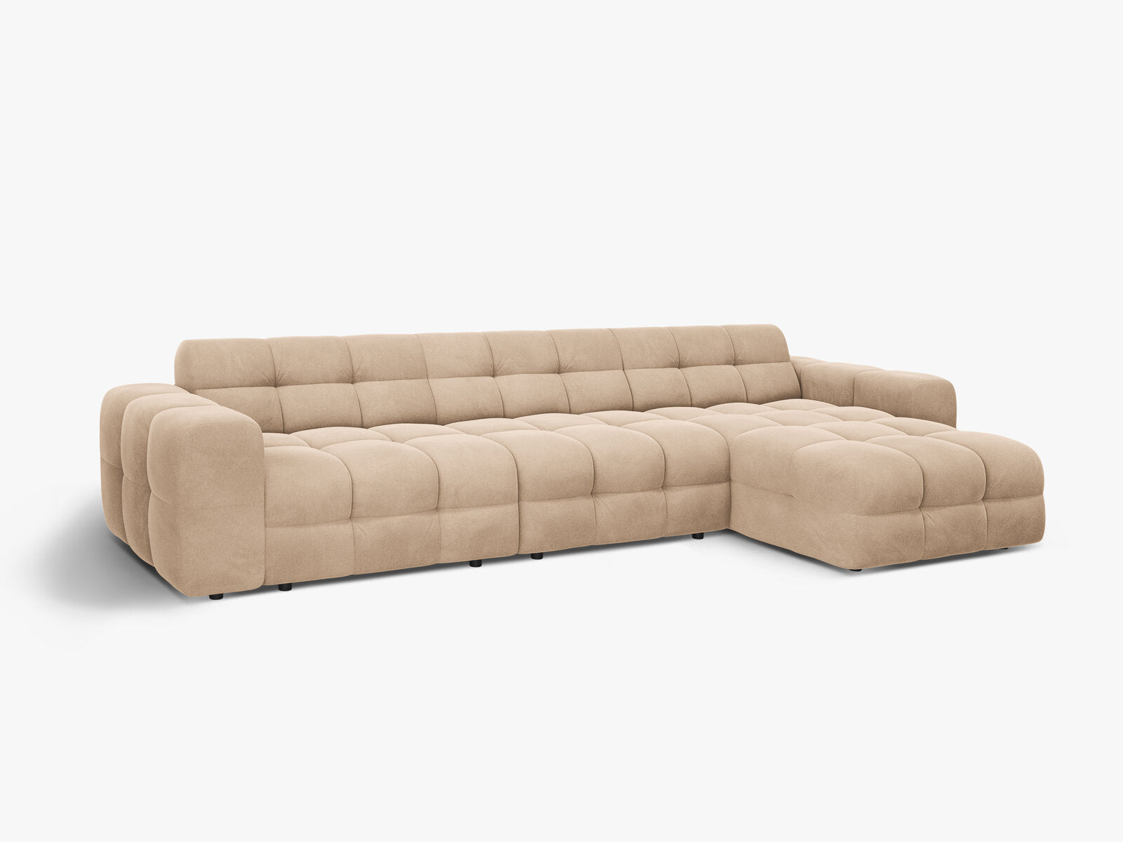 Micadoni Ecksofa Kendal 5-Sitzer Rechts Samt Mandel Beige