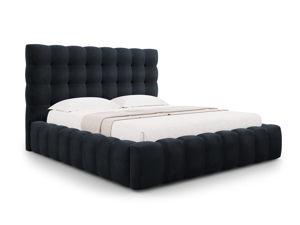 Cosmopolitan Design Stauraumbett mit Kopfteil Bali 140x200 Samt Bluvel Dunkelblau