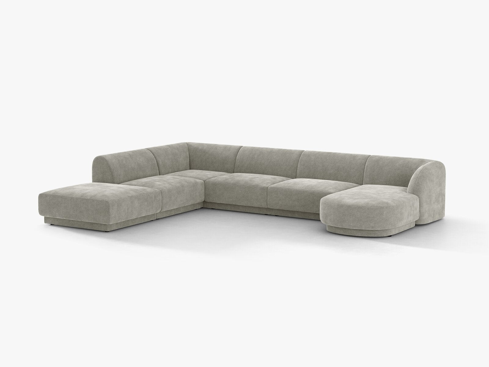 Micadoni Panorama-Ecksofa Miley 6-Sitzer Links Chenille Haga Hellgrau