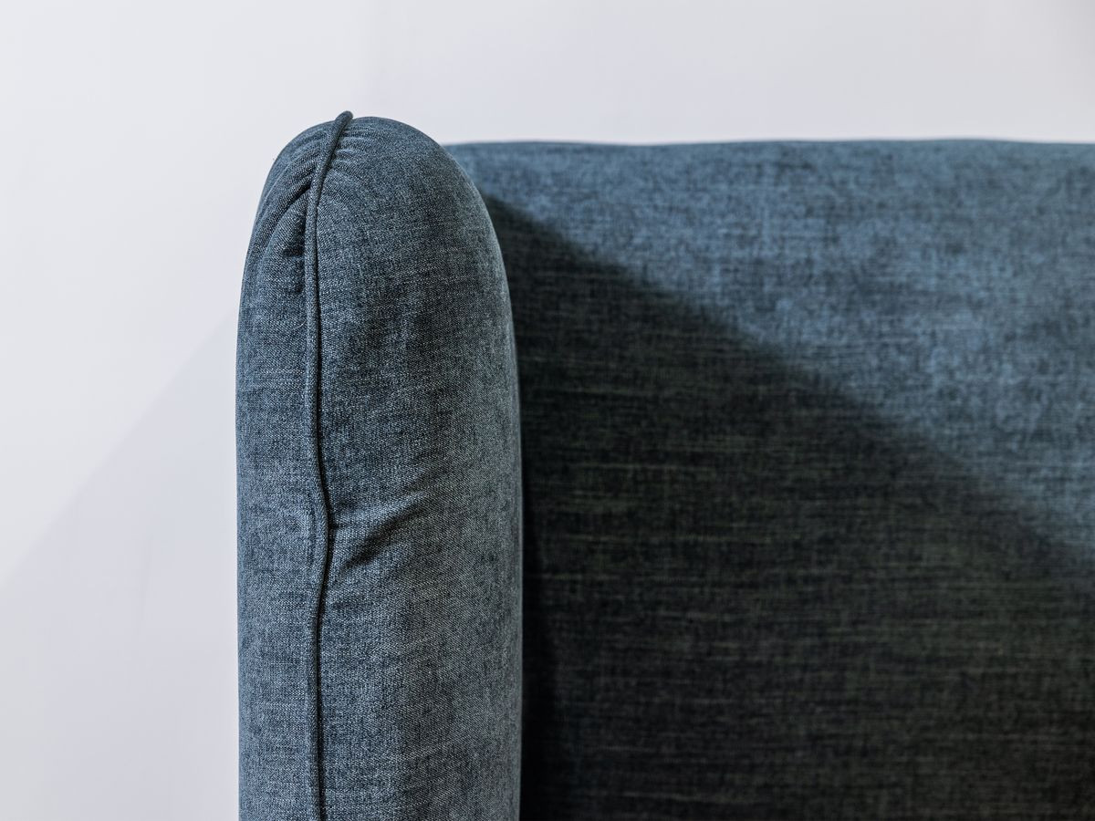 Bobochic Louise Polsterbett mit Bettkasten Stoff Dunkelblau, Liegefläche 160 × 200 cm