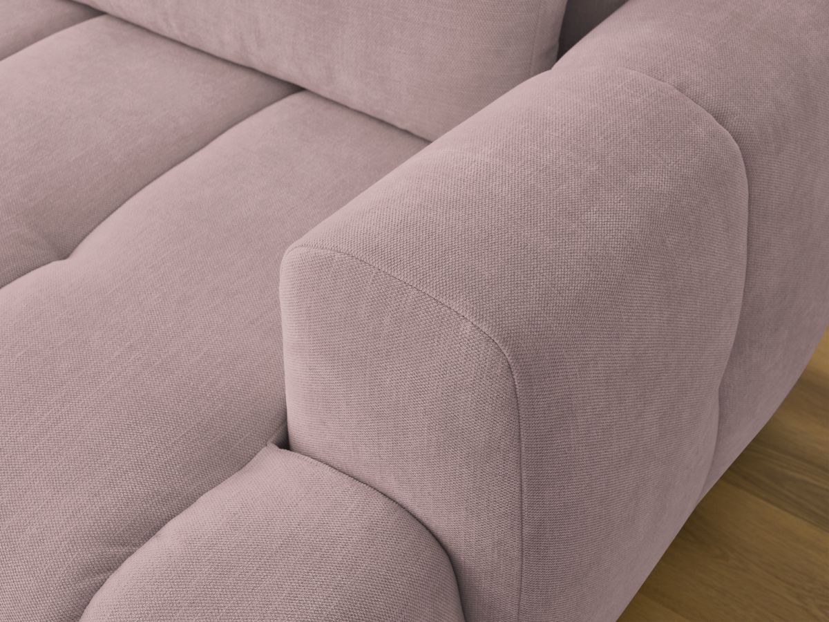 Bobochic Fuji Ecksofa mit Schlaffunktion und Bettkasten und Pouf 292 × 160 cm Stoff Rosa Ecke links