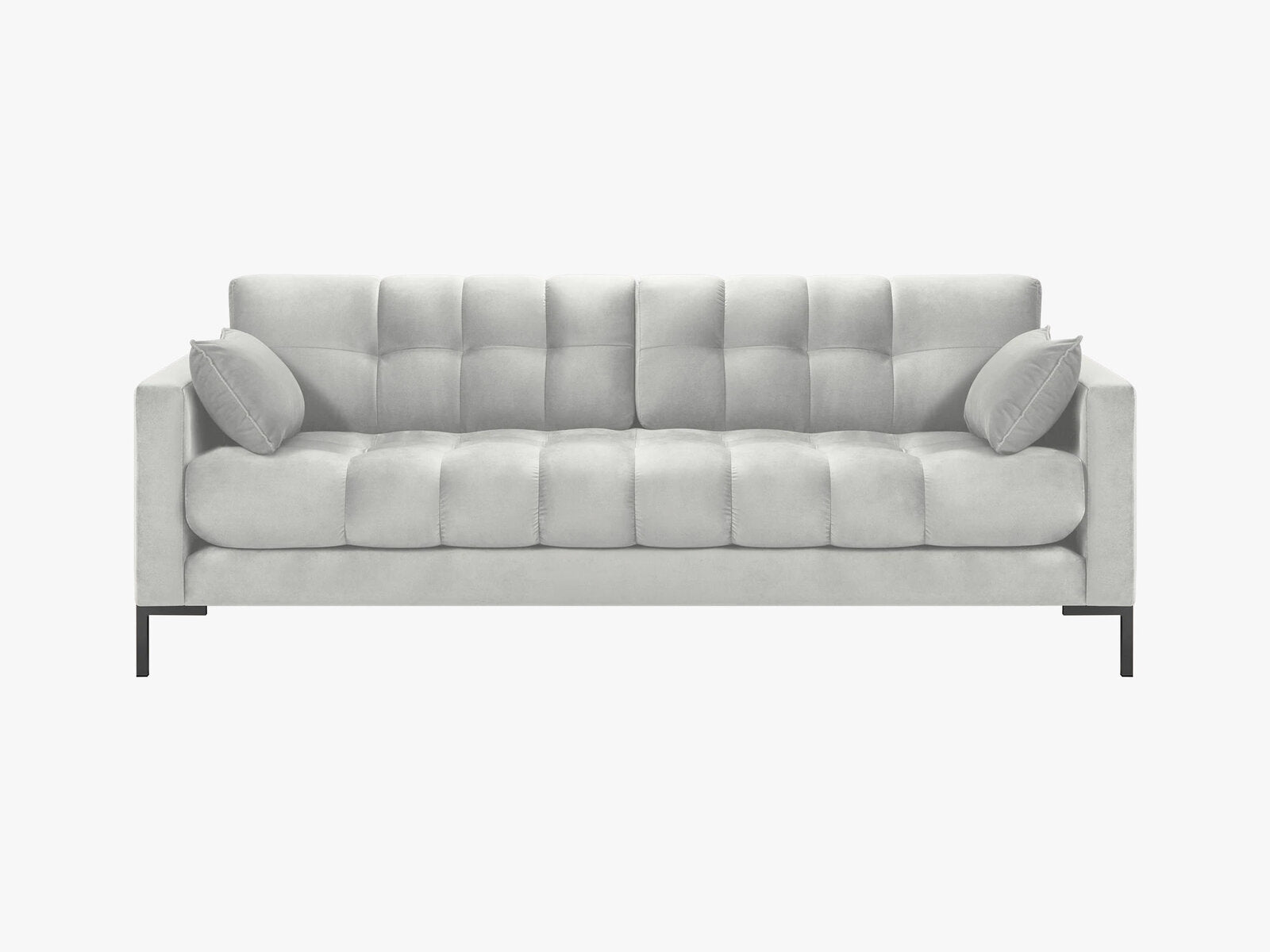 Micadoni Sofa Mamaia 3-Sitzer Samt Bluvel Silber schwarze Beine