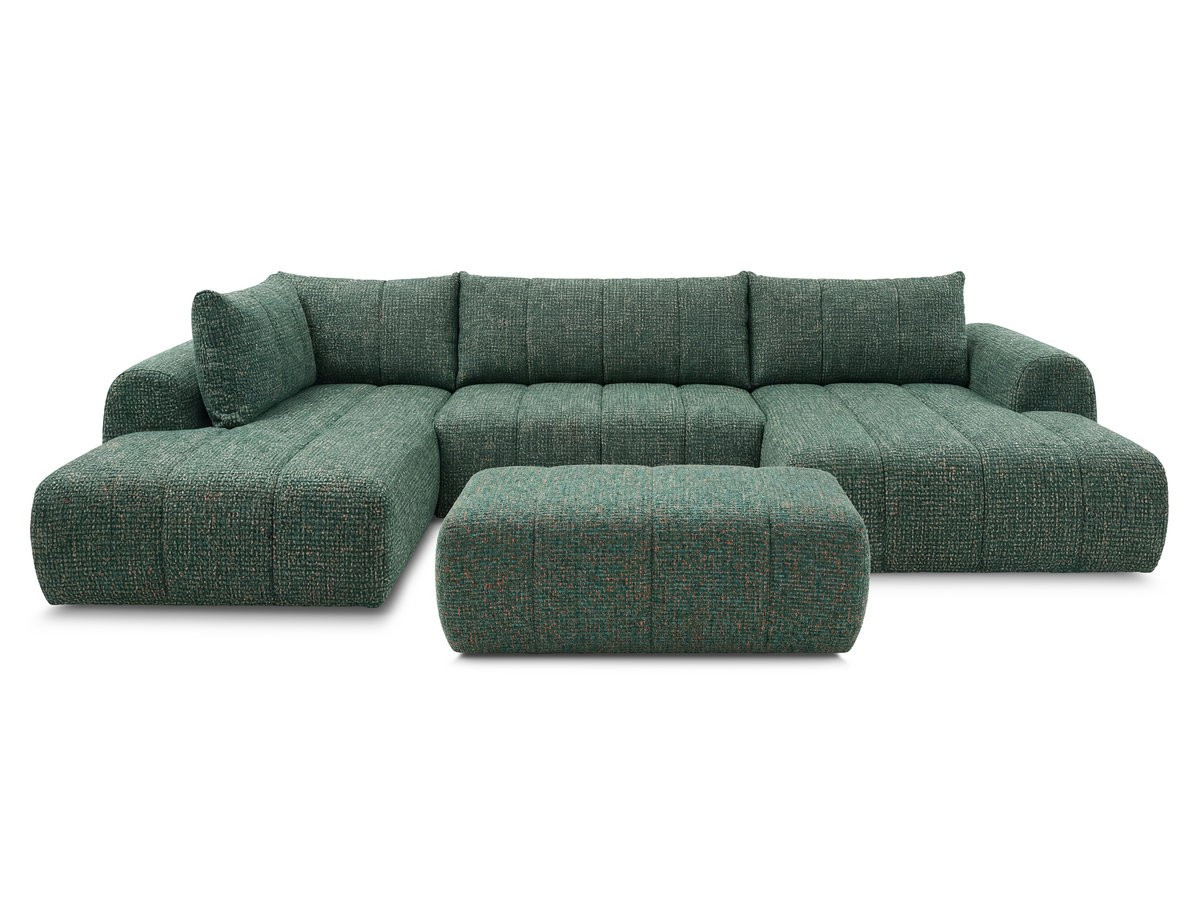 Bobochic Nesty Wohnlandschaft mit Pouf Melange-Stoff Dunkelgrün Ecke rechts