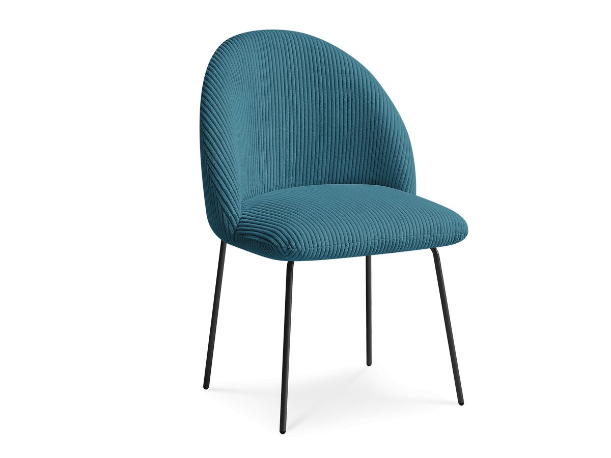 Bobochic Lalie Esszimmerstuhl mit Metallbeinen, schwarz Cordsamt Dunkelblau