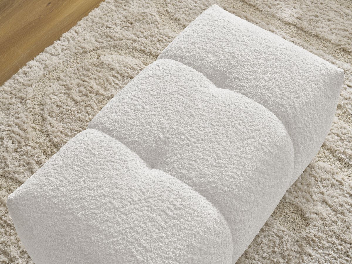 Bobochic Roxelane Pouf Bouclé-Stoff Weiß