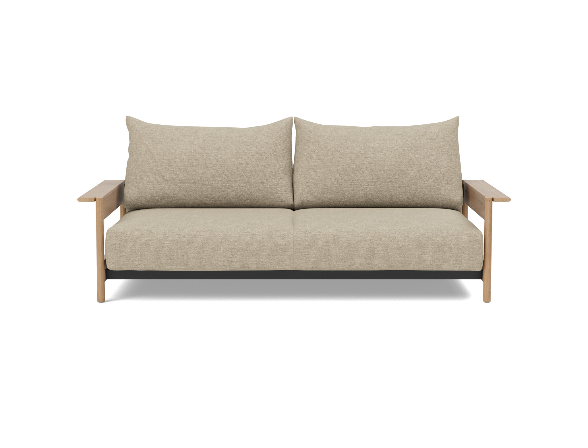 Schlafsofa Malloy Wood Strukturierter Stoff Taura 356-Sand