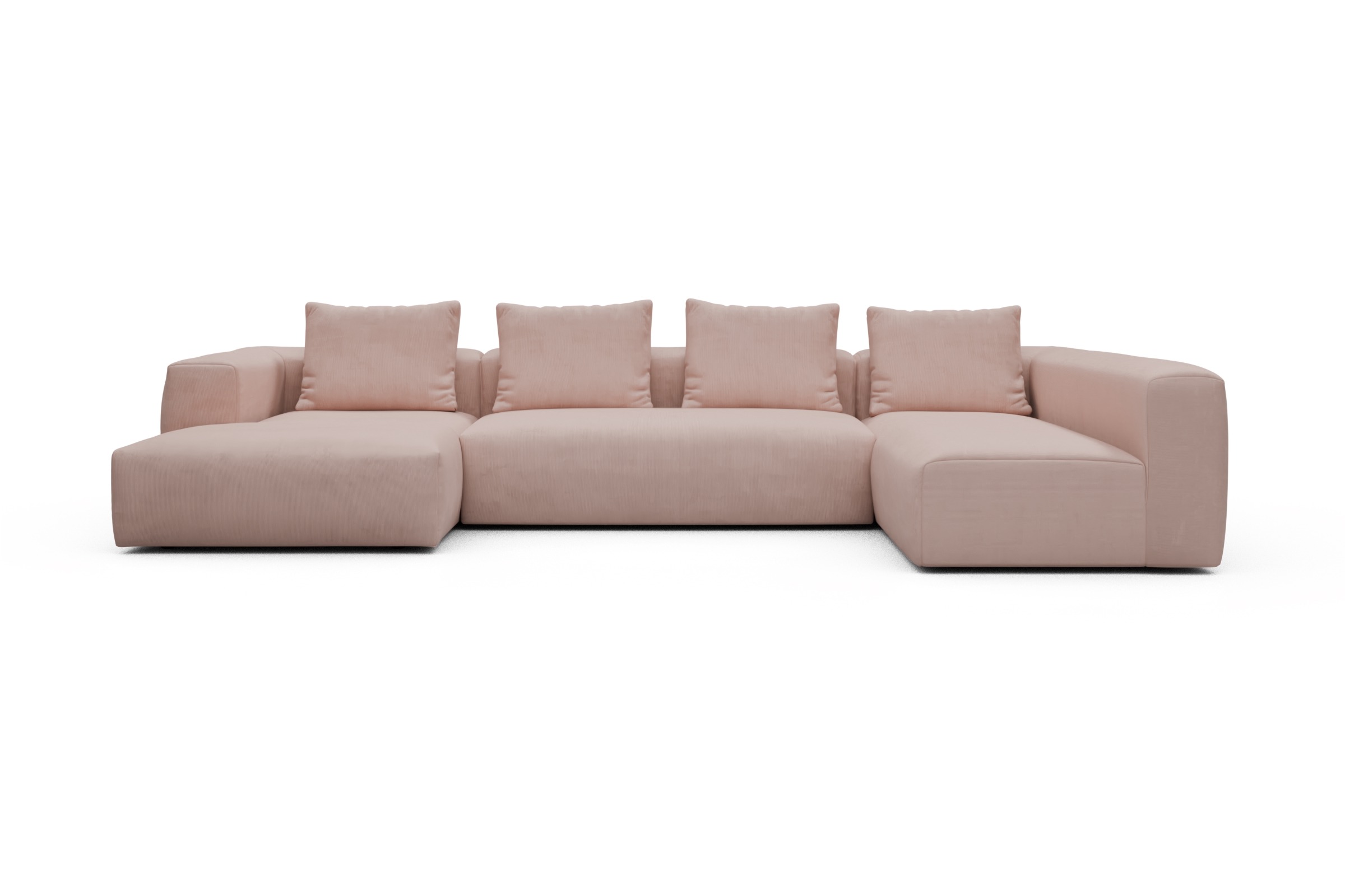 Skandi Home Wohnlandschaft Fred Chaiselongue links mit 2-Sitzer und lange Armlehne rechts Cordufine-Blush moebelfaktor