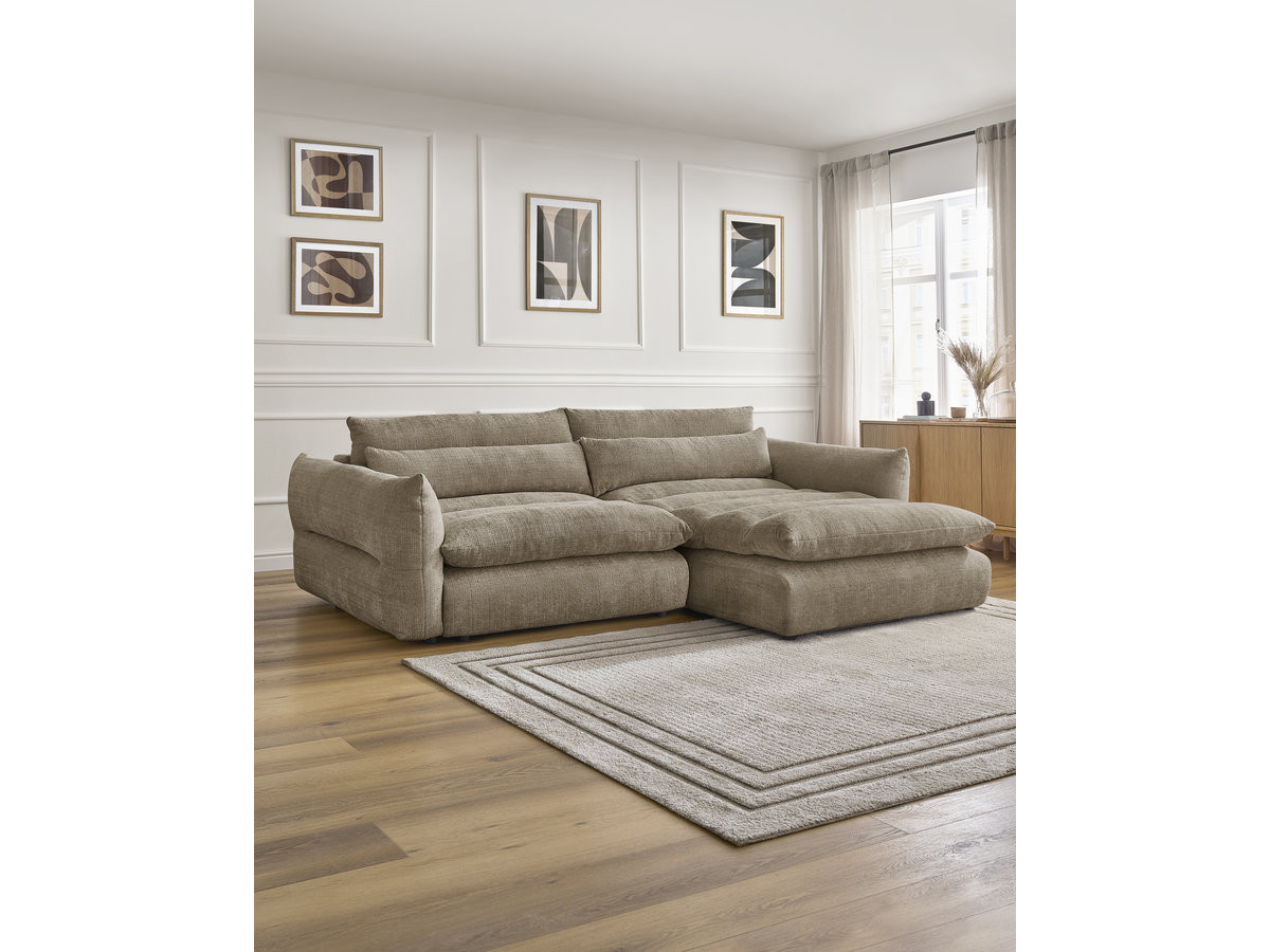 Bobochic Neil Ecksofa Strukturstoff Taupe Ecke rechts