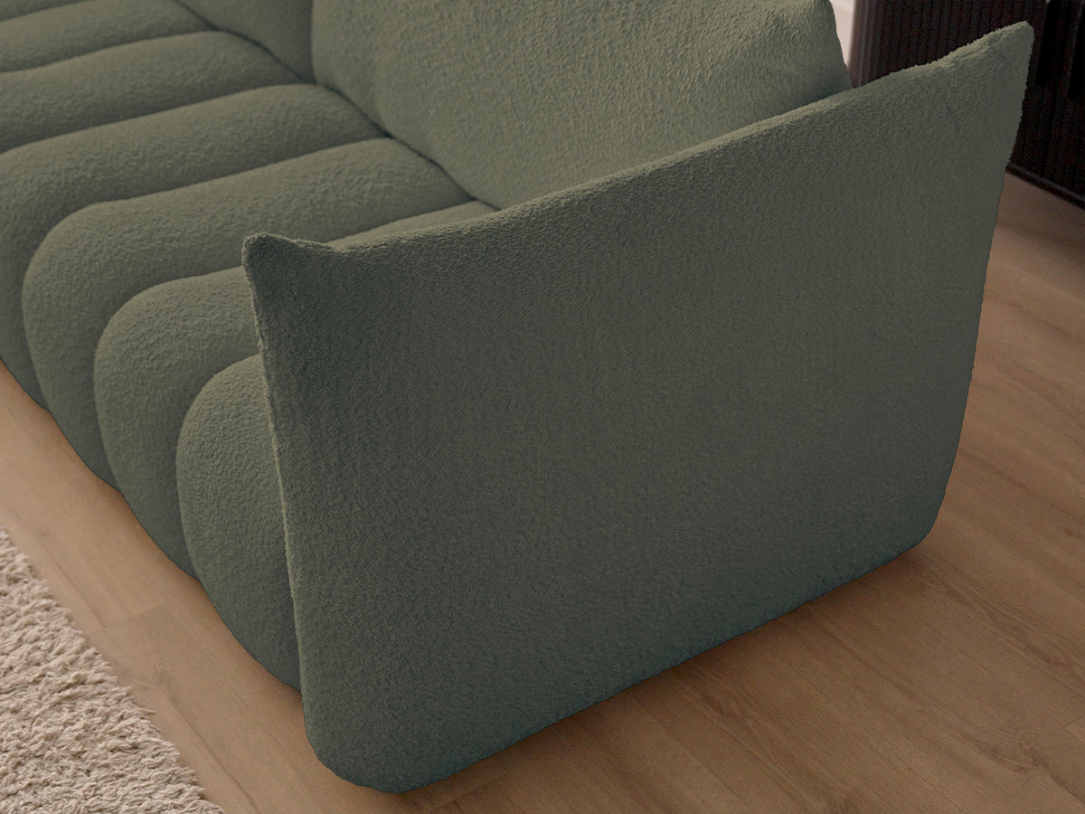 Bobochic Azra Ecksofa 325 × 112 cm Bouclé-Stoff Grün Ecke links