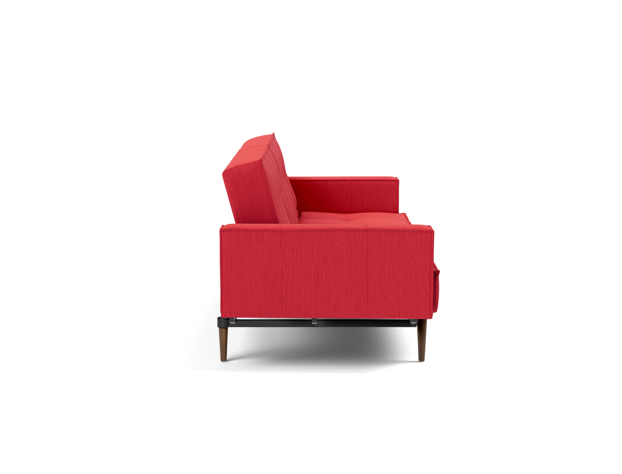 Schlafsofa Splitback mit Armlehnen Flachgewebe Elegance 511-Red Beine Styletto Eiche dunkel
