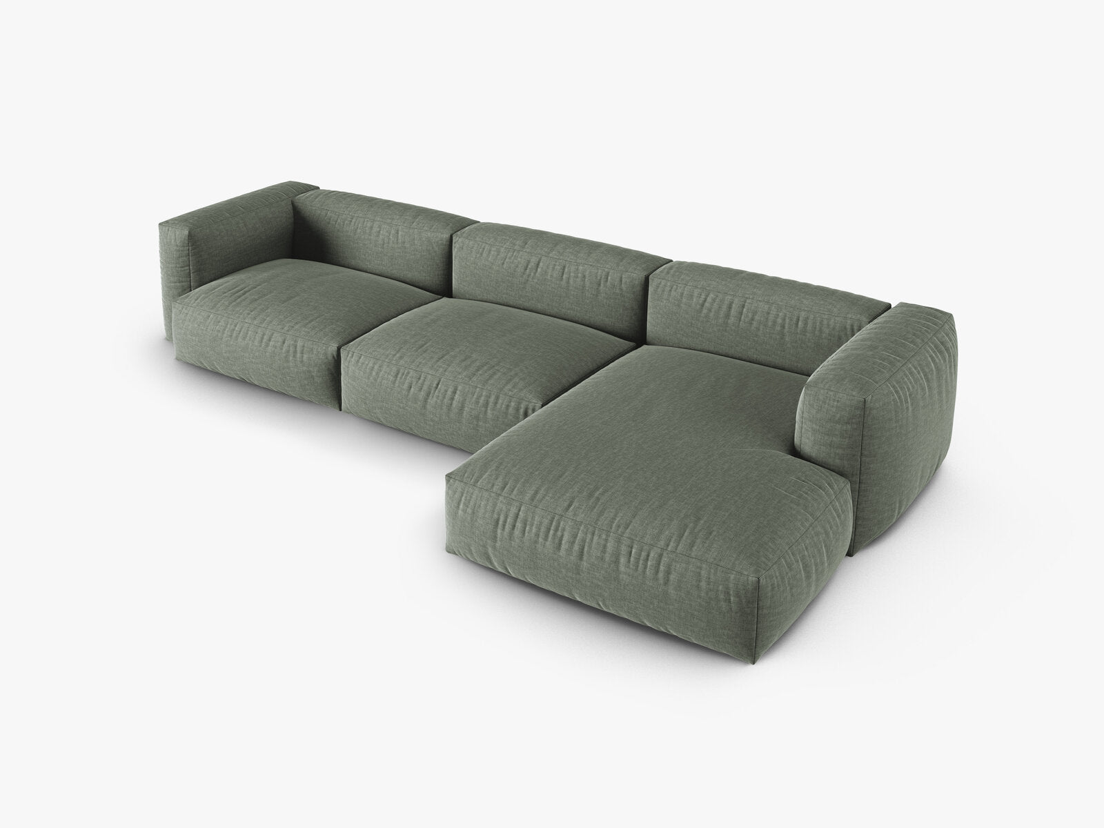 Micadoni Ecksofa Martina 3-Sitzer 90cm Sitztiefe Rechts Strukturierter Stoff Boston Moßgrün