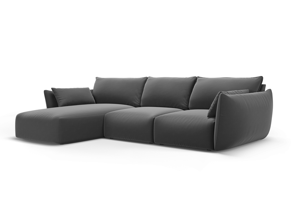 Cosmopolitan Design Ecksofa Matera 5-Sitzer Samt Salvador Dunkelgrau Links