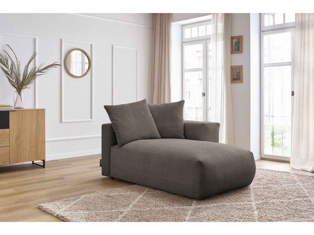 Bobochic Voltaire Méridienne-Modul Cordsamt Taupe Ecke rechts