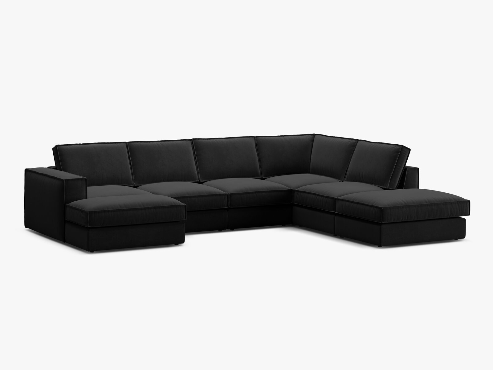 Micadoni modulares Panorama Ecksofa Pola 5-Sitzer Rechts Samt Salvador Schwarz