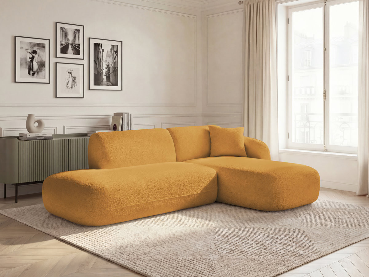 Bobochic Anda Ecksofa 241 × 163 cm Chenille Gelb Ecke rechts