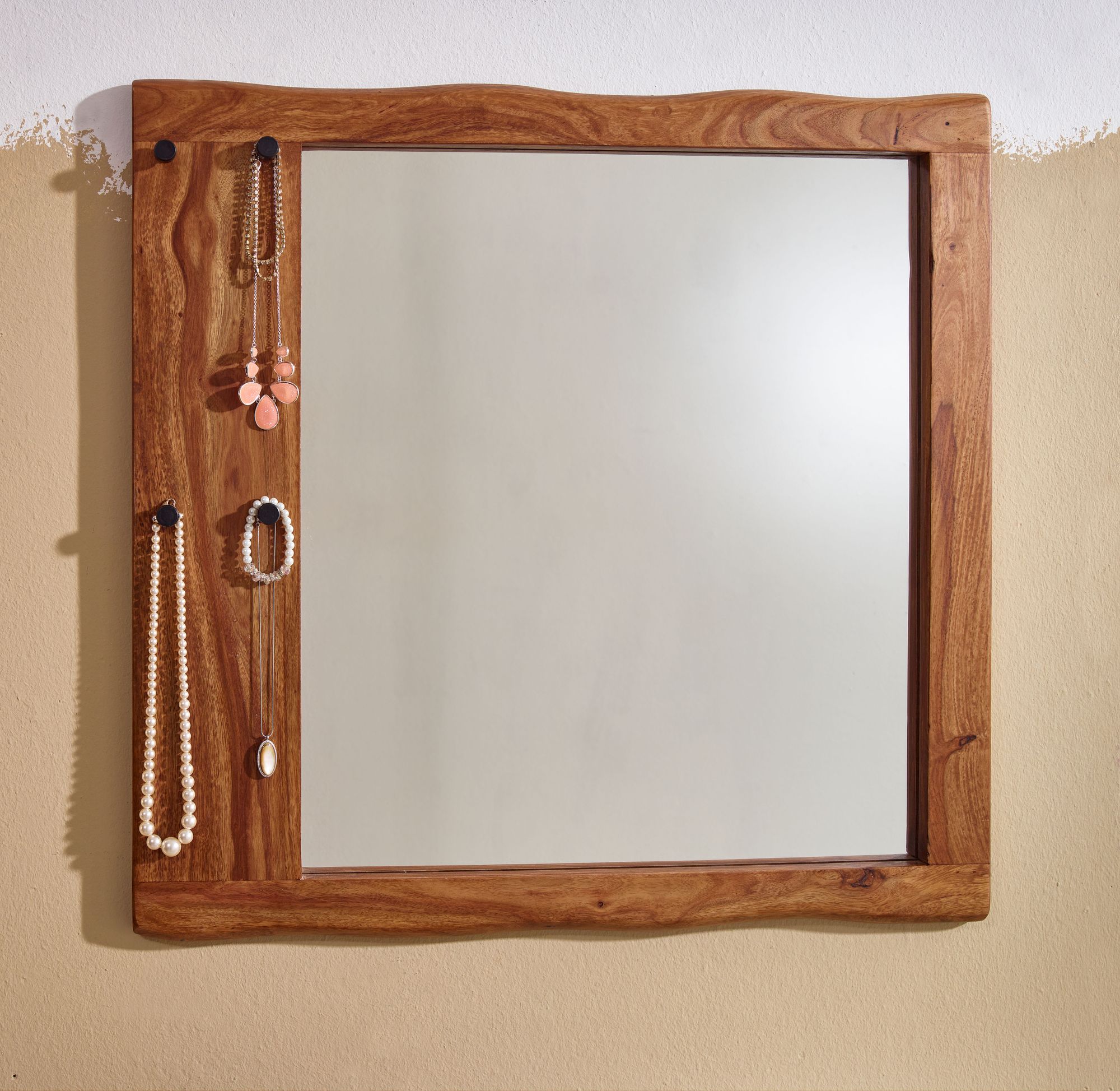 Wandspiegel Raufarhofn Massivholz Dunkelbraun 80 × 3 × 80 cm
