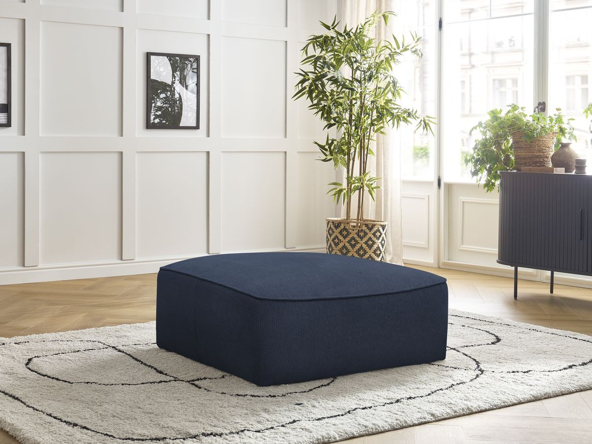 Bobochic Leopold Pouf Melange-Stoff Dunkelblau