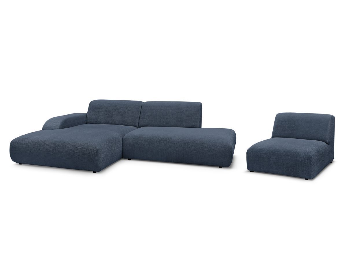 Bobochic Sirius Ecksofa 405 × 170 cm Strukturstoff Dunkelblau Ecke links