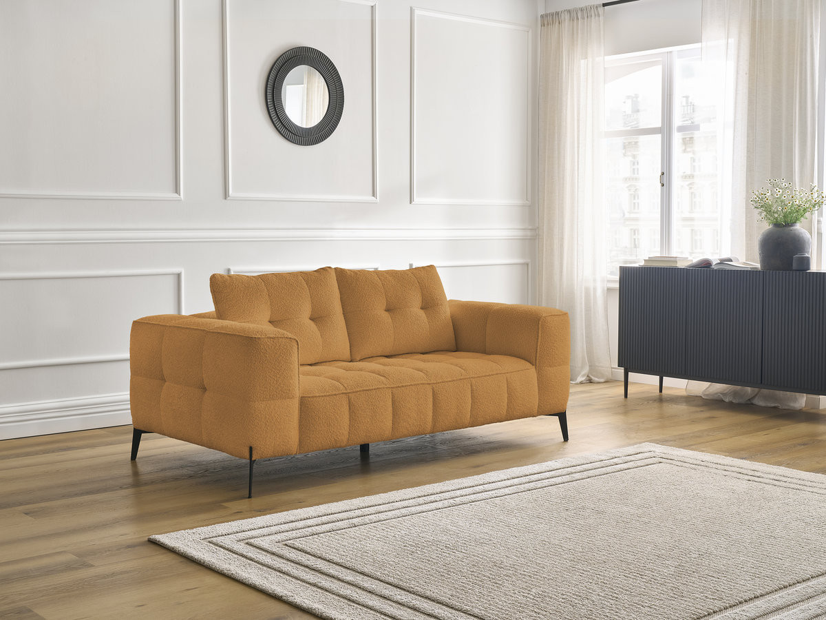 Bobochic Anis Sofa 2-Sitzer Bouclé-Stoff Gelb