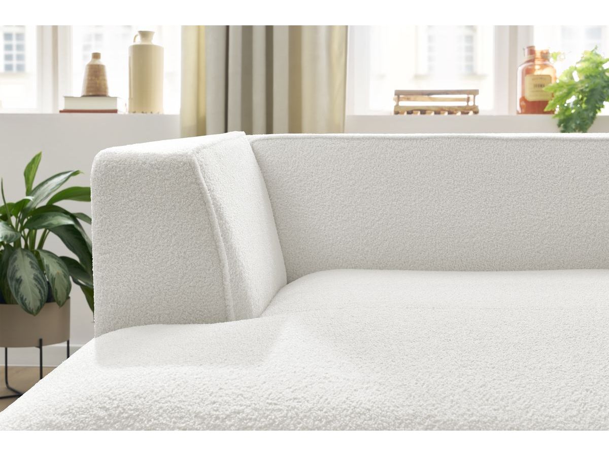 Bobochic Megeve Méridienne-Modul Bouclé-Stoff Weiß Ecke links