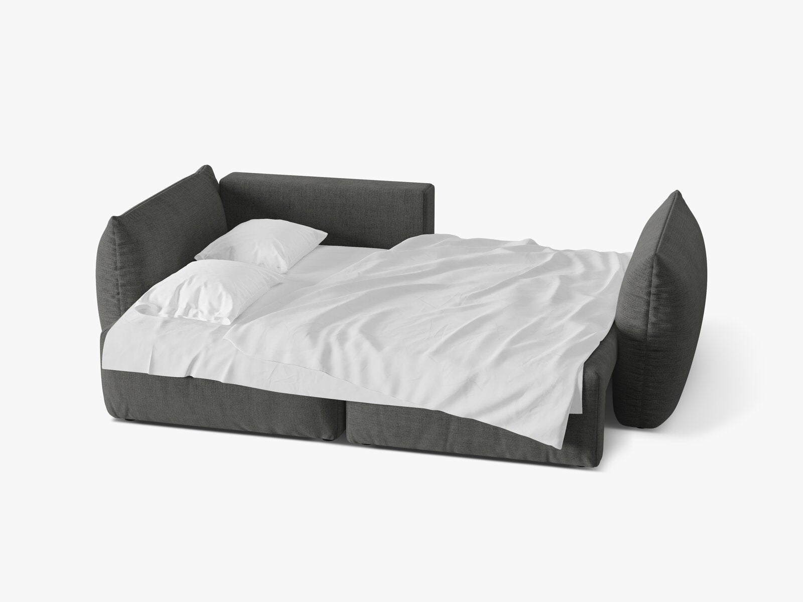 Micadoni Bloom Ecksofa 3-Sitzer mit Schlaffunktion Links Strukturierter Stoff Wind Dunkelgrau