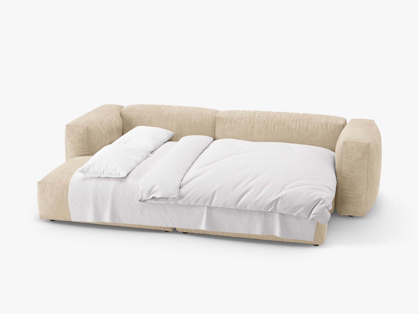 Micadoni Martina Ecksofa 4-Sitzer mit Schlaffunktion Links Samt Vogue Helles Beige