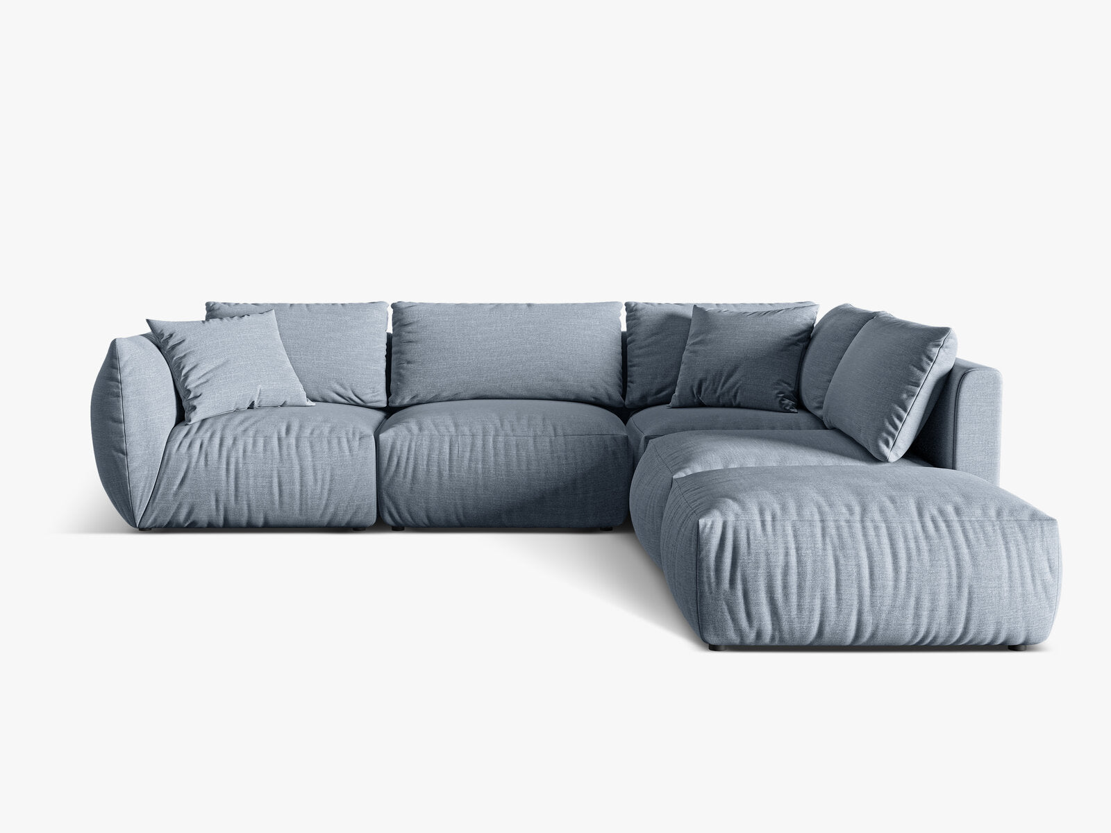 Micadoni Modulares Ecksofa Chris 4-Sitzer Rechts Strukturierter Stoff Gedämpftes Blau
