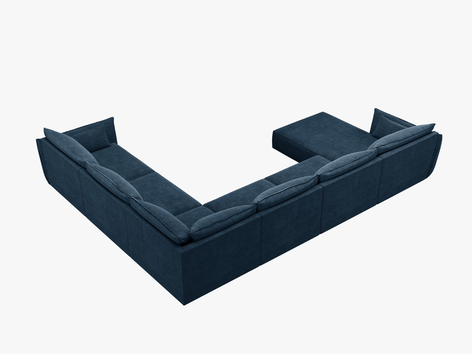 Micadoni Panorama-Ecksofa Kaelle 8-Sitzer Rechts Chenille Over The Horizon Königsblau