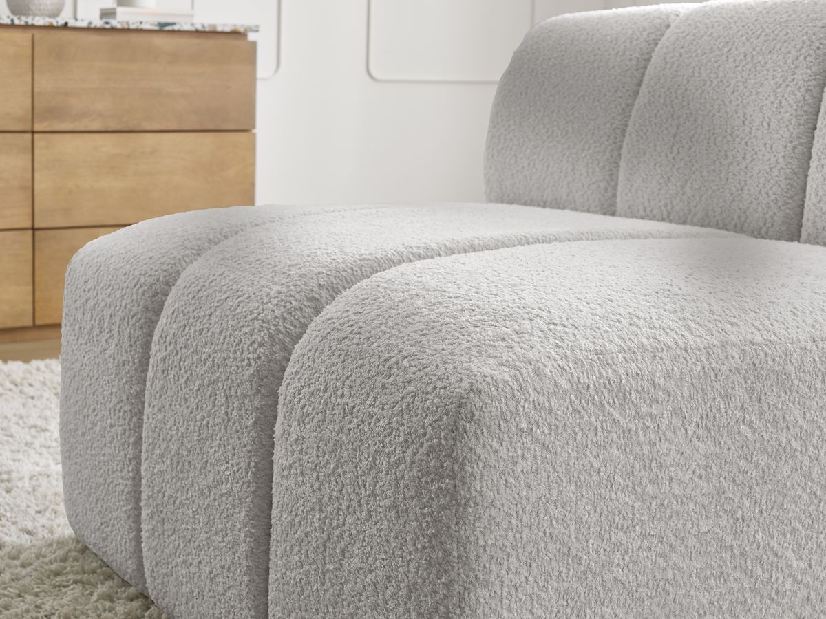 Bobochic Annecy Sofamodul 1-Sitzer Bouclé-Stoff Hellgrau