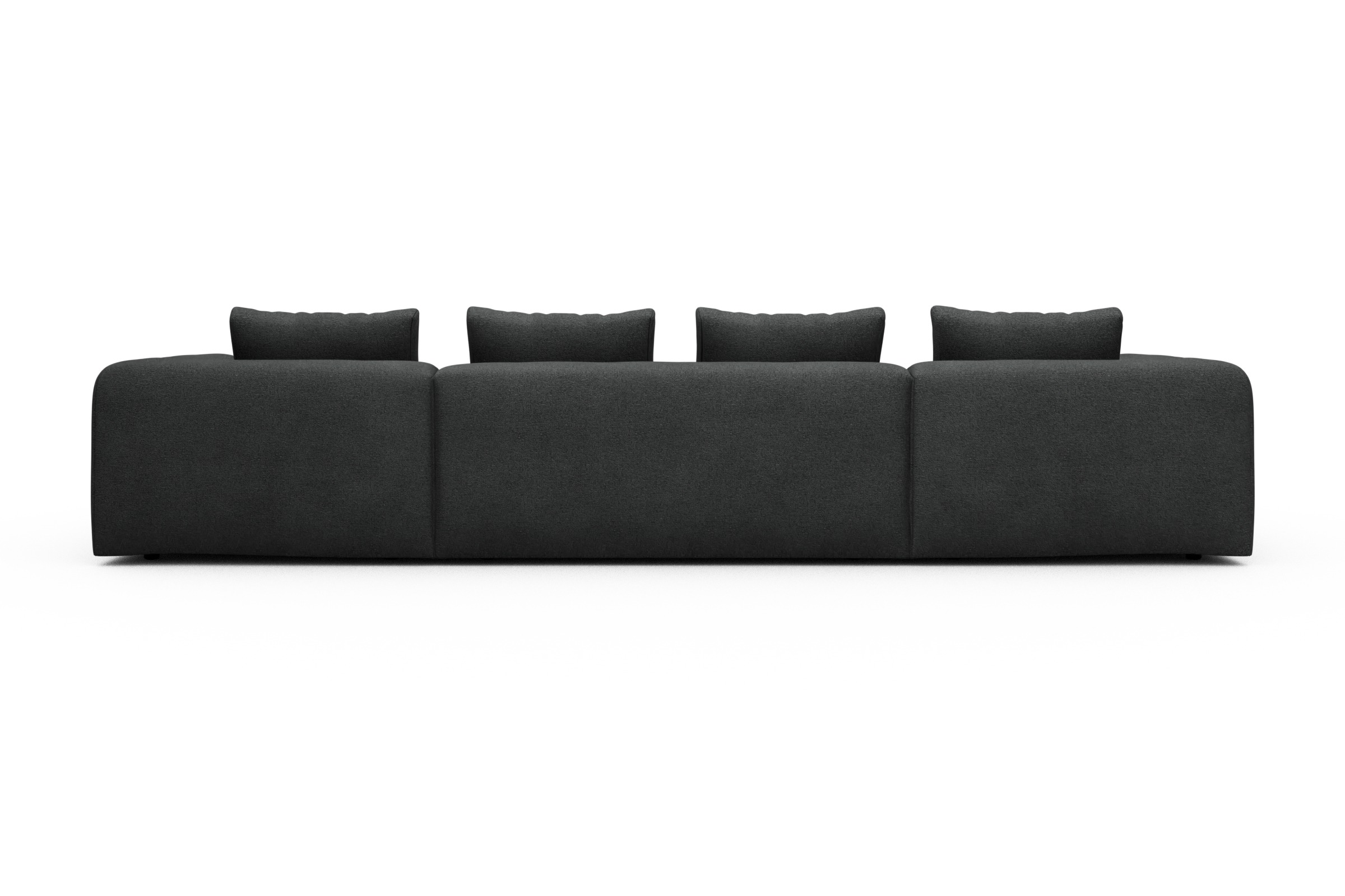 Wohnlandschaft Fred mit 2-Sitzer und Chaiselongue beidseitig Boucle-Charcoal