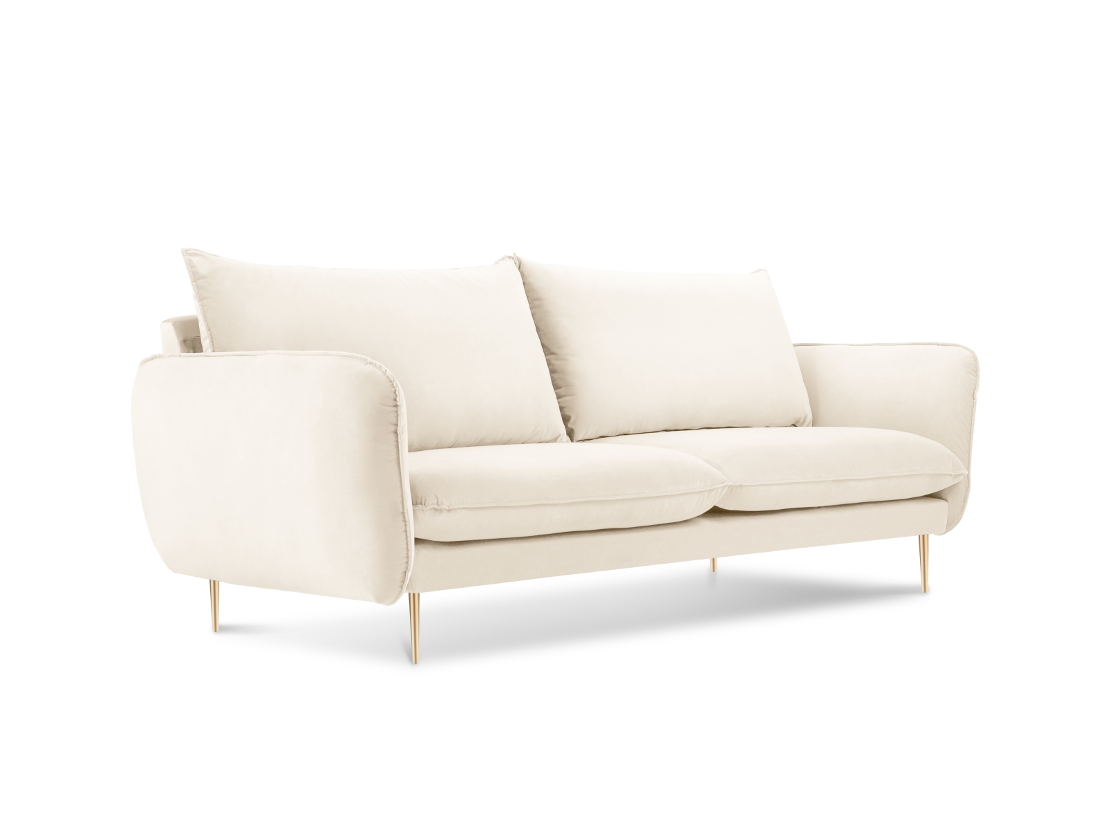 Cosmopolitan Design Sofa Vienna 2-Sitzer Samt Bluvel Helles Beige Beine Gold