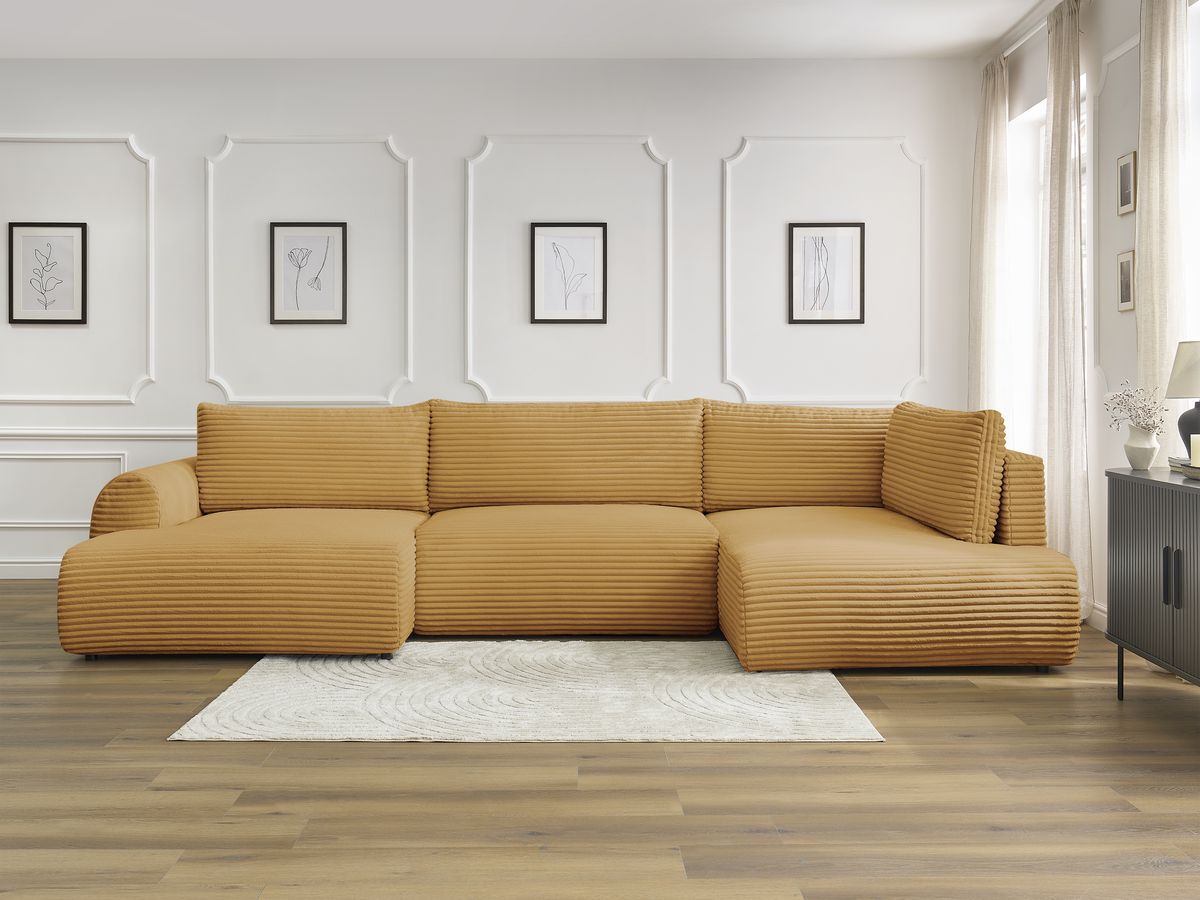 Bobochic Lucien Wohnlandschaft Breitcord weich Gelb Ecke links
